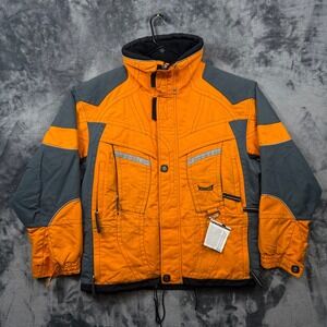 Marker Ski Jacket Mens Medium Orange Gray Insulated Full Zip Snowboard Coat